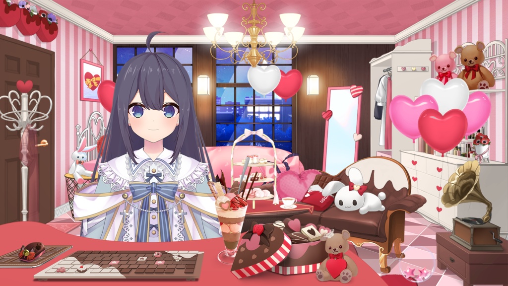 【Valentine Asetts】Valentine Room Set 【Vtuber's Premium Room assets】