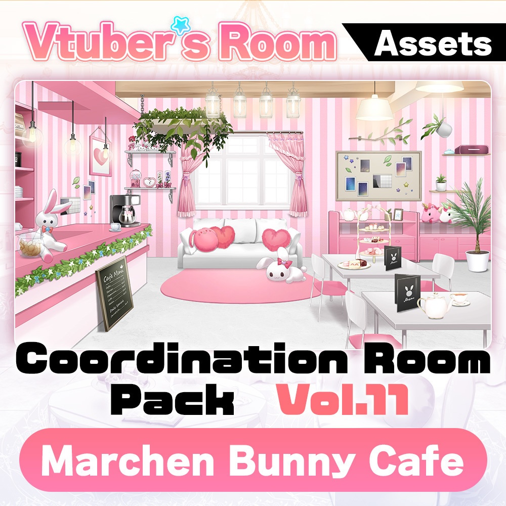 【Vtuber Custom Room】Coordination room pack Vol.11 [Marchen Bunny Cafe]