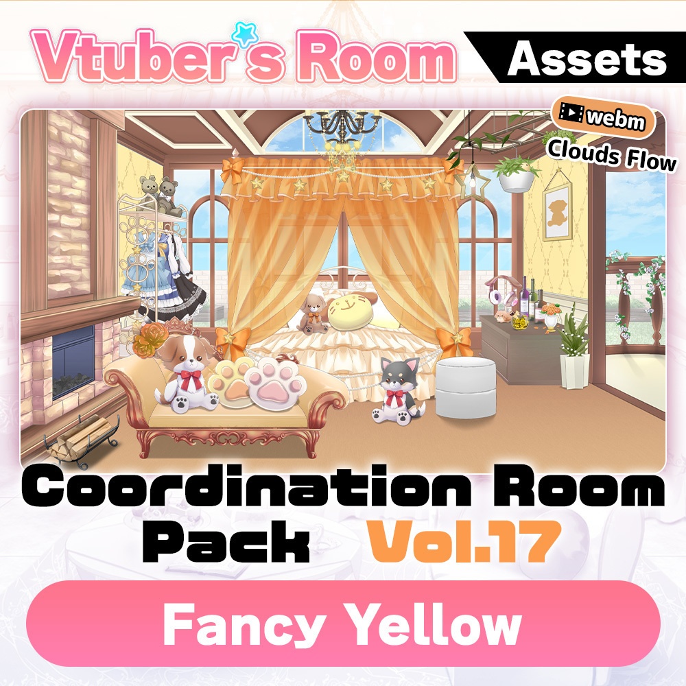 【Vtuber Custom Room】Coordination room pack Vol.17 [Fancy Yellow]