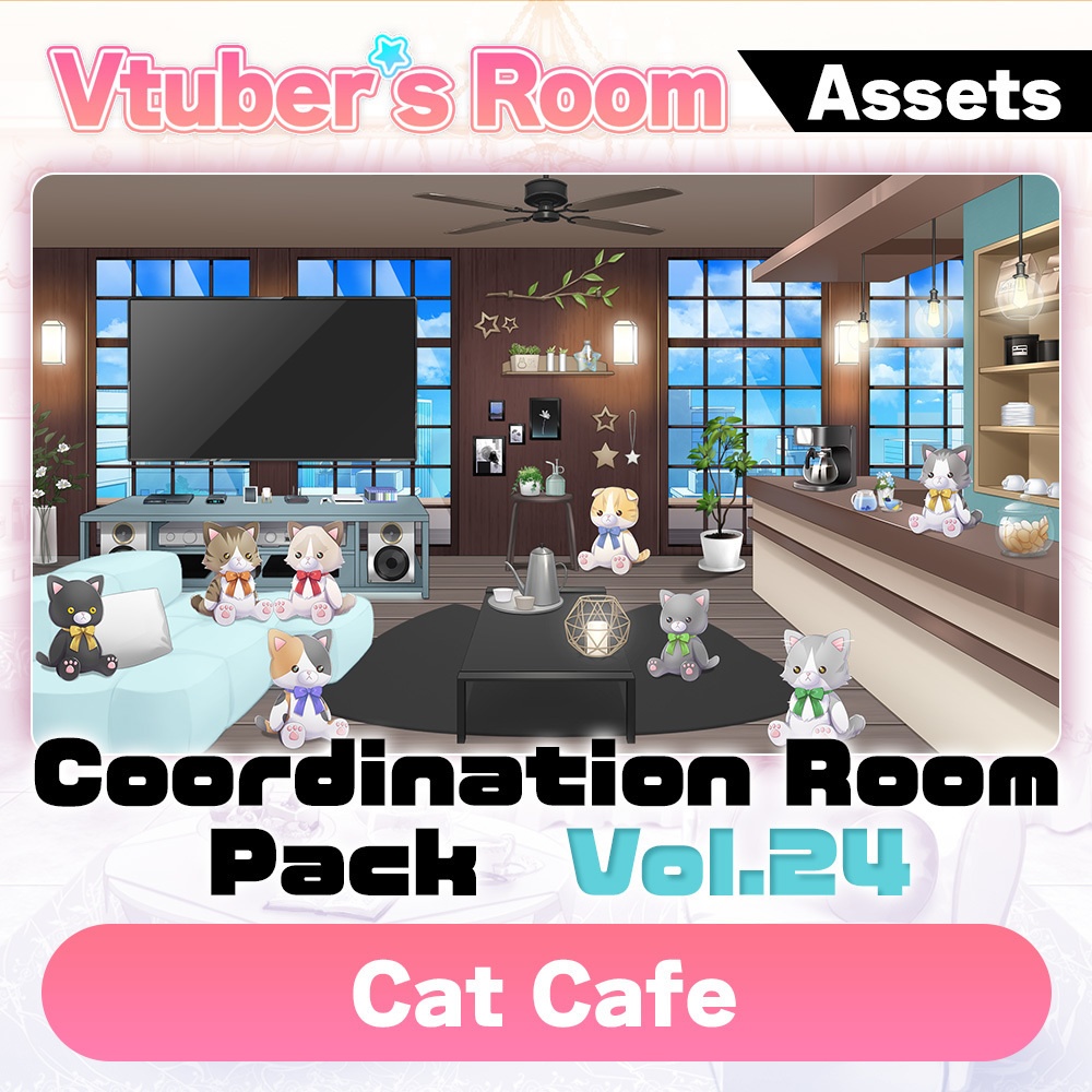 【Vtuber Custom Room】Coordination room pack Vol.24 [Cat Cafe]