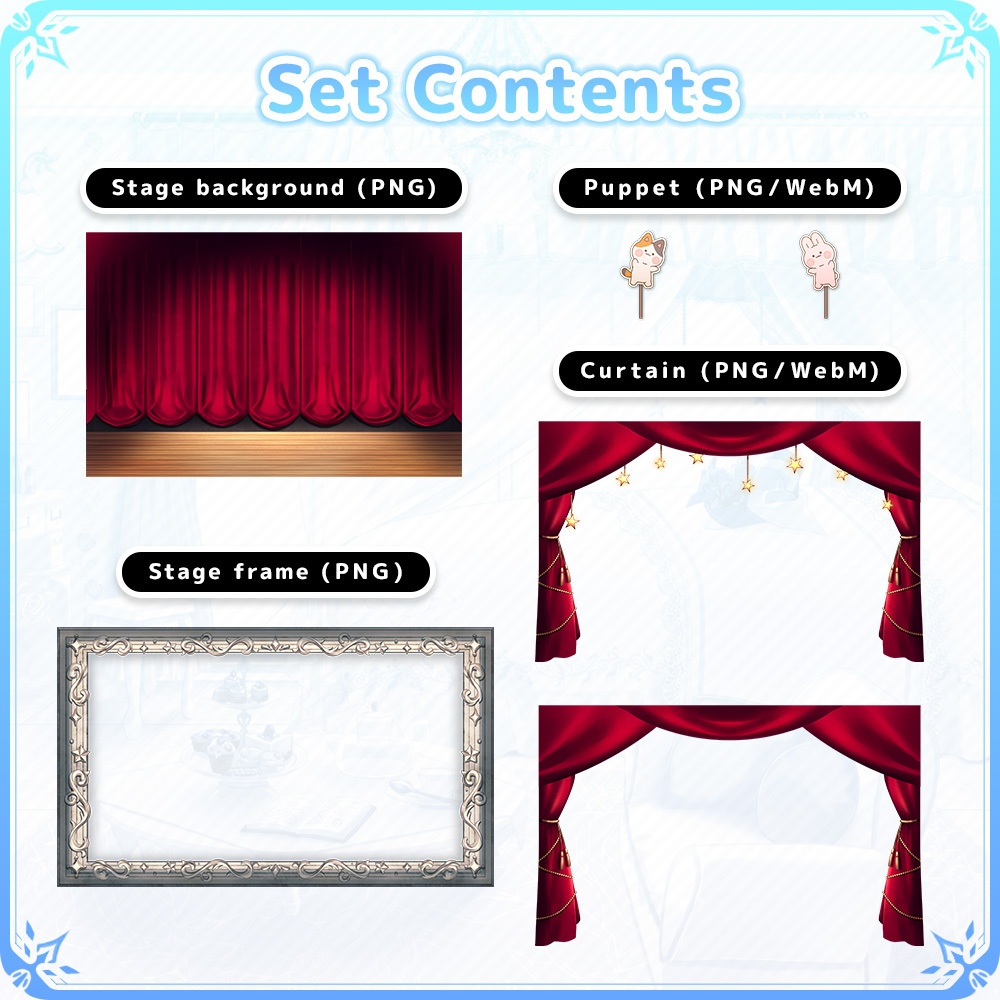Animated OP/ED Video Asset Set for VTubers – Puppet Theater Style Stage
