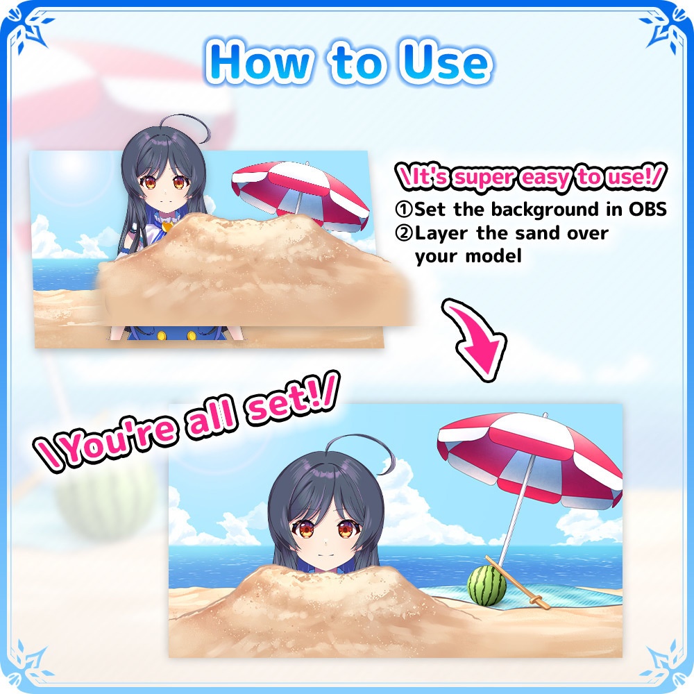 Buried on the Beach – VTuber Overlay Set