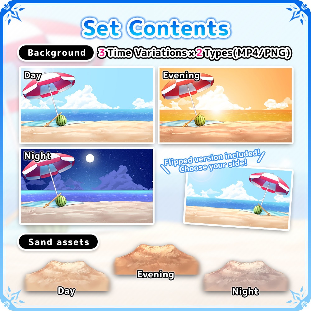 Buried on the Beach – VTuber Overlay Set