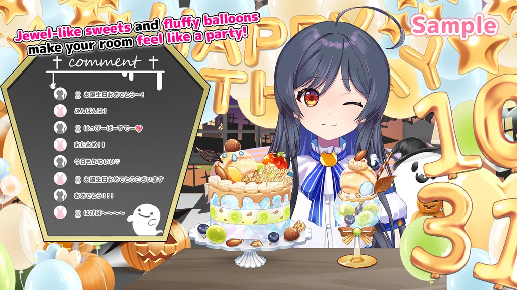 October Birthday Asset Pack – Sapphire-Inspired Cake & Decorations