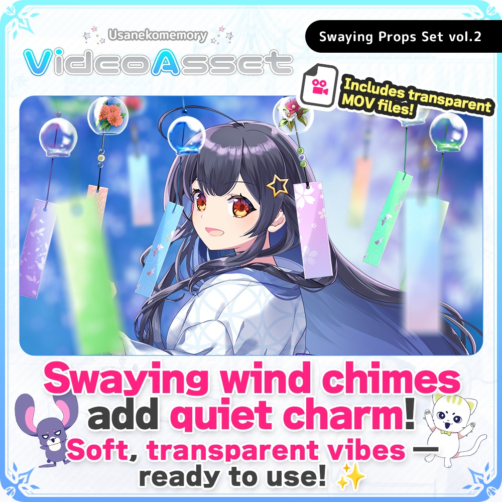 [For VTuber's / Video Editors] Swaying Props Set Vol.2 – Wind Chimes [VTuber's Video Asset]