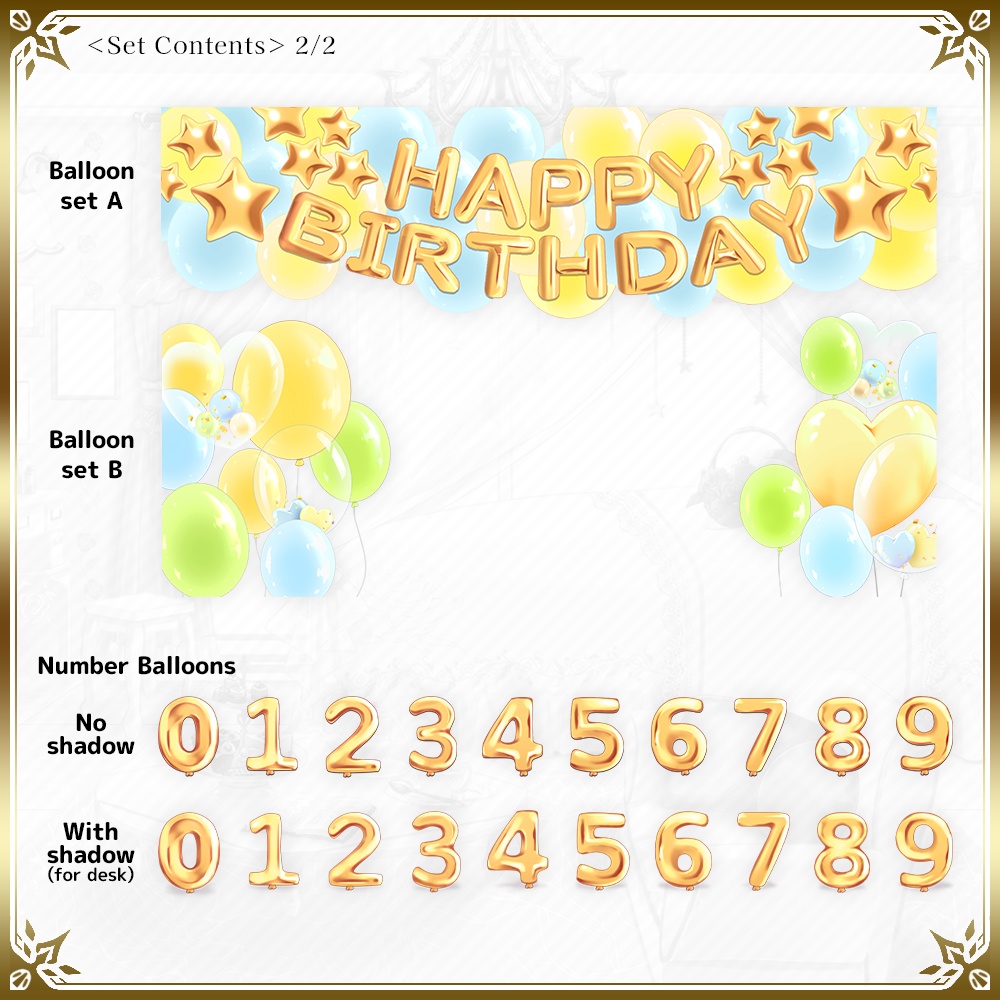 November Birthday Asset Pack – Citrine-Inspired Cake & Decorations