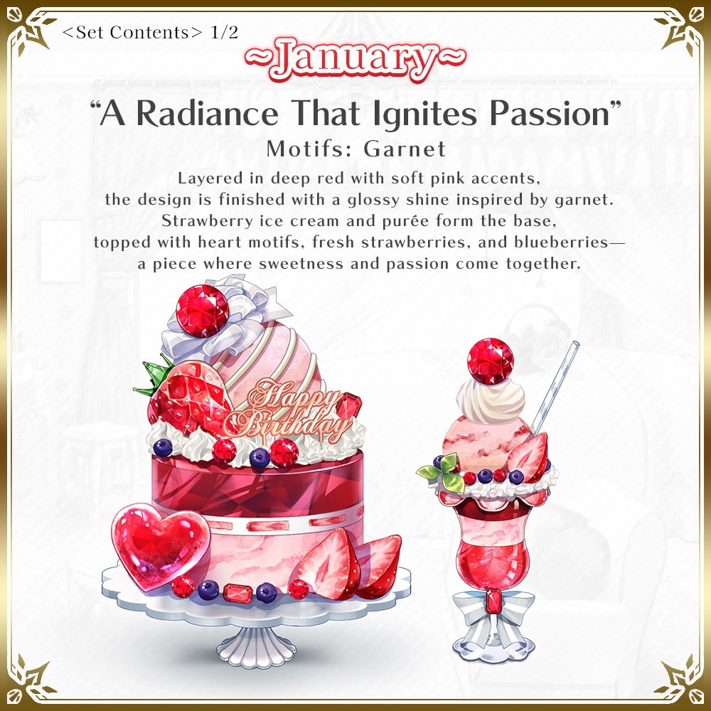 January Birthday Asset Pack – Garnet-Inspired Cake & Decorations