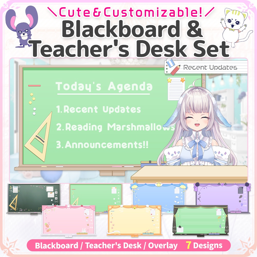 Blackboard & Teacher's Desk Set [For VTubers & Streamers]