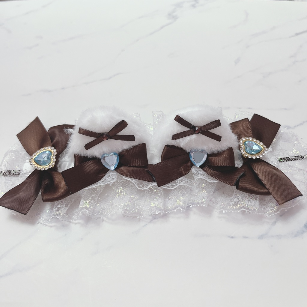 10cm～15cmぬい用 耳付きヘッドドレス ブラウン(ガル)