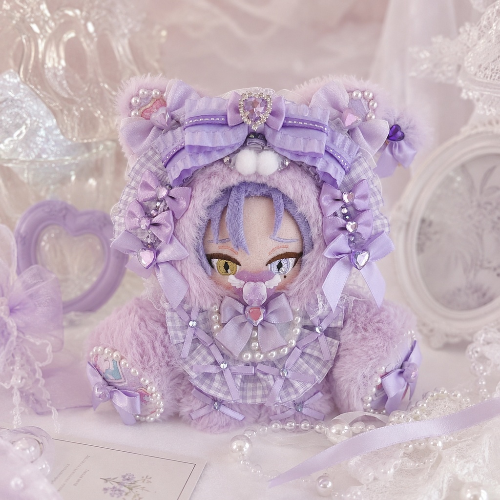 10cmぬい用 ばぶ🍼着ぐるみ猫さんぬい服(パープル💜)