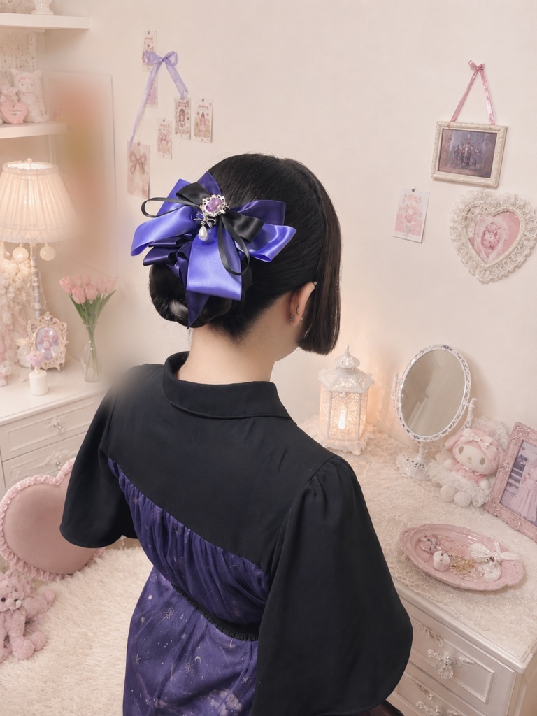 エターナル☆アメジストナイト風(輝けジェムハート玖夜)2wayリボンバレッタ