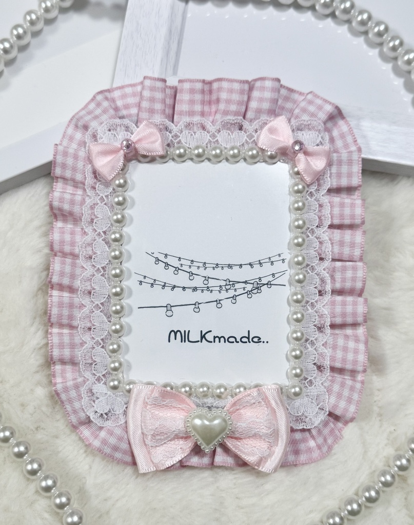 【春向け】デコケース ピンク チェック フリル 推し活