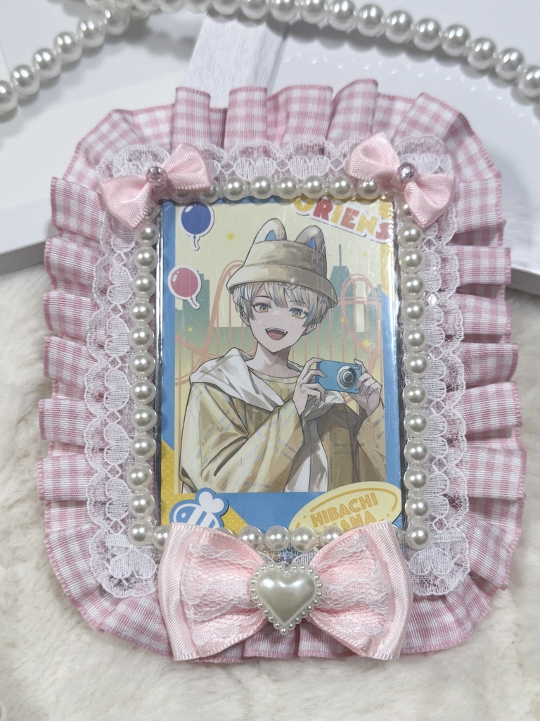 【春向け】デコケース ピンク チェック フリル 推し活