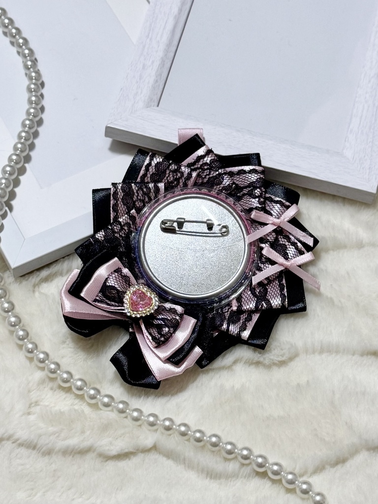 地雷 ロゼット 痛バッグ ピンク ブラックレース 推し活