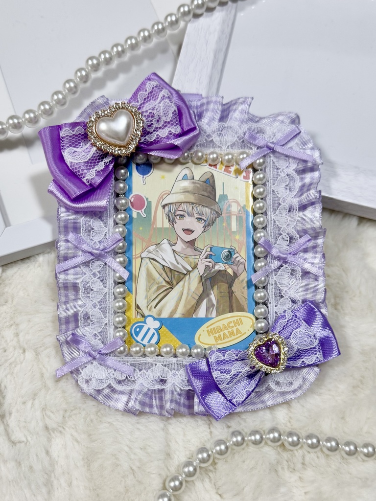 デコケース パープル チェック 春向け 推し活