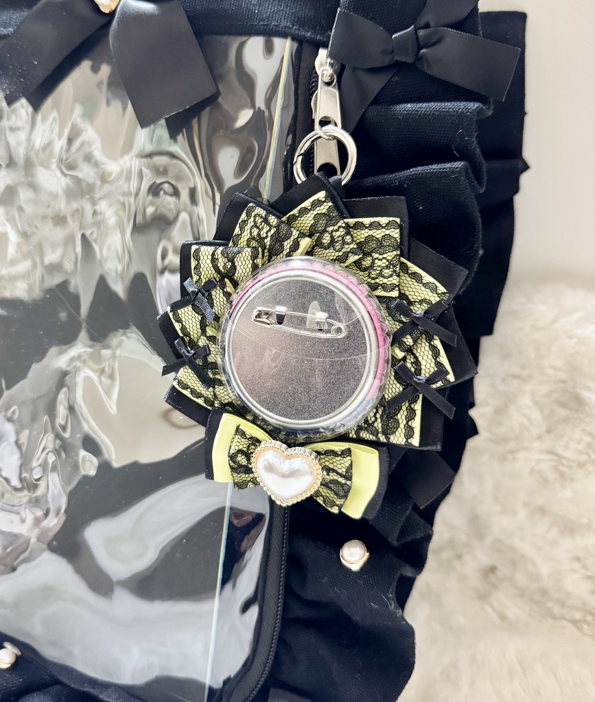 ロゼット 痛バッグ イエロー ブラック レース 推し活