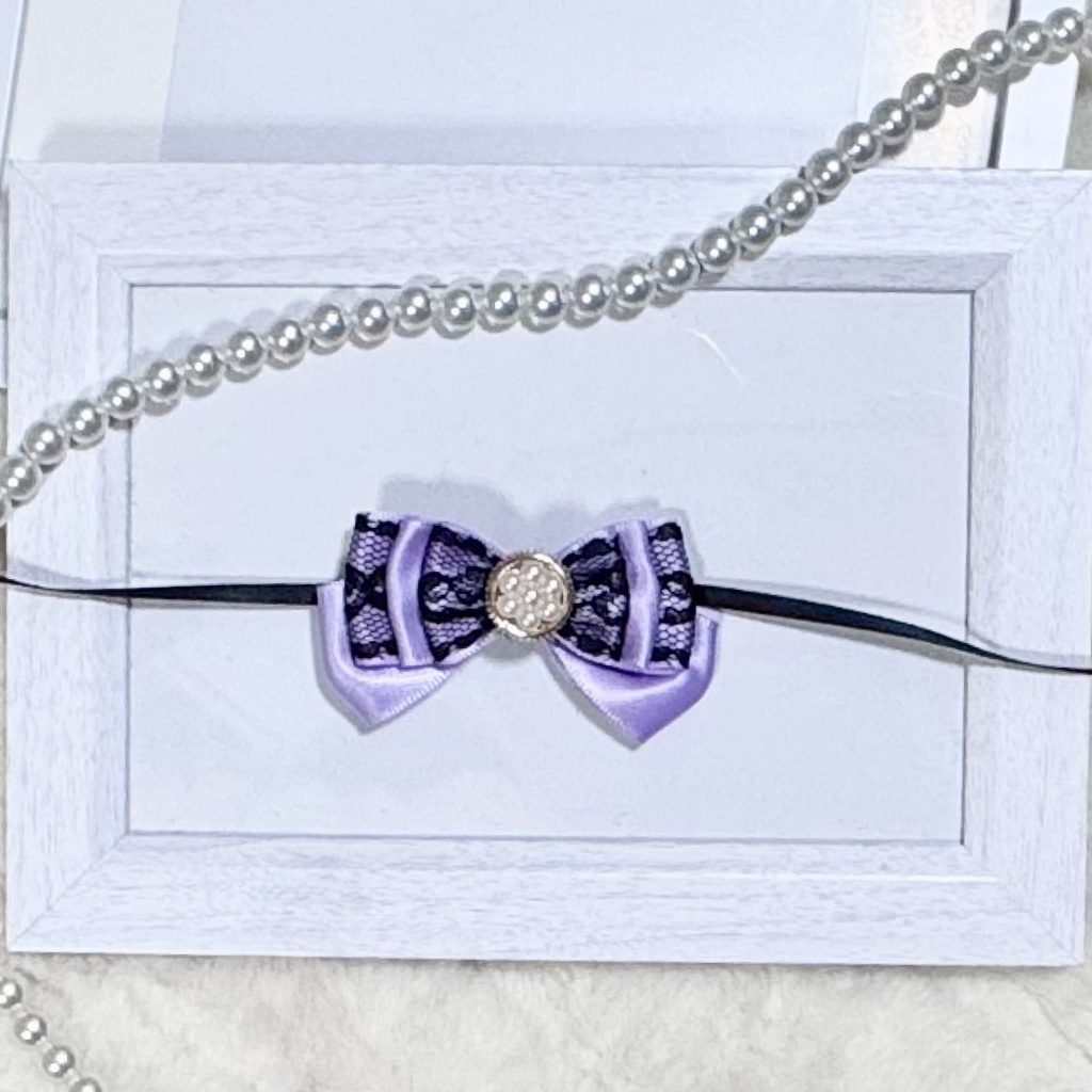 10cmぬいぐるみ用 リボンチョーカー パープル