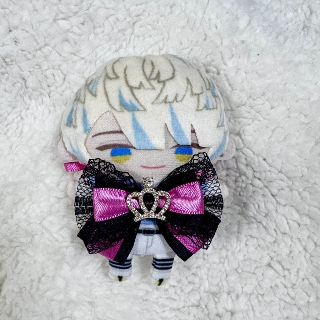 にじぱぺっと リボン チョーカー ピンク 王冠