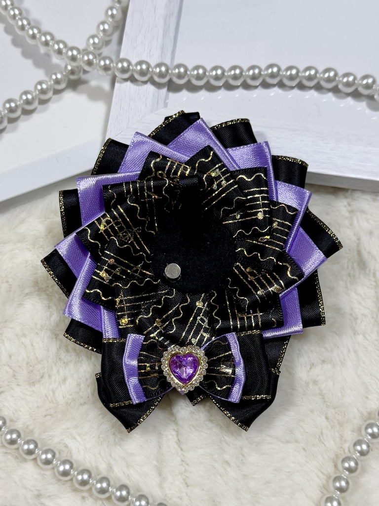 ロゼット 痛バッグ パープル ブラック レース 推し活