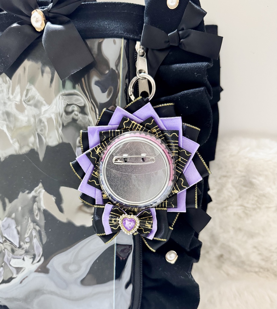 ロゼット 痛バッグ パープル ブラック レース 推し活