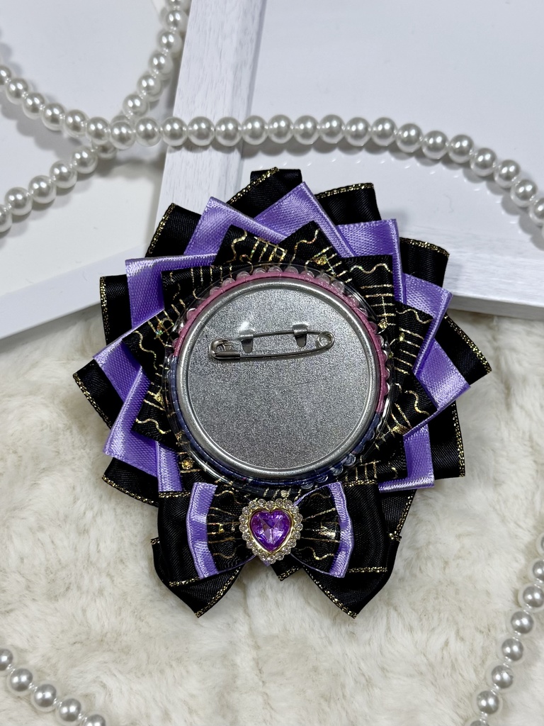 ロゼット 痛バッグ パープル ブラック レース 推し活