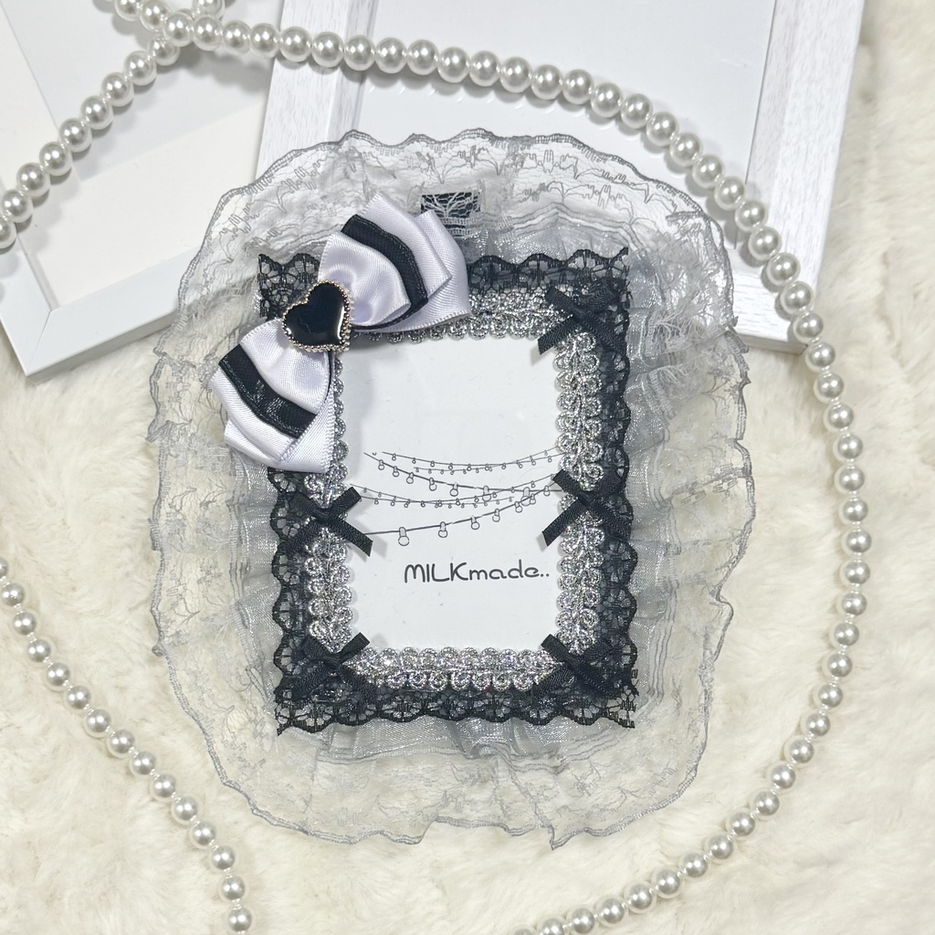 硬質ケース デコケース グレー ブラック ハート 推し活