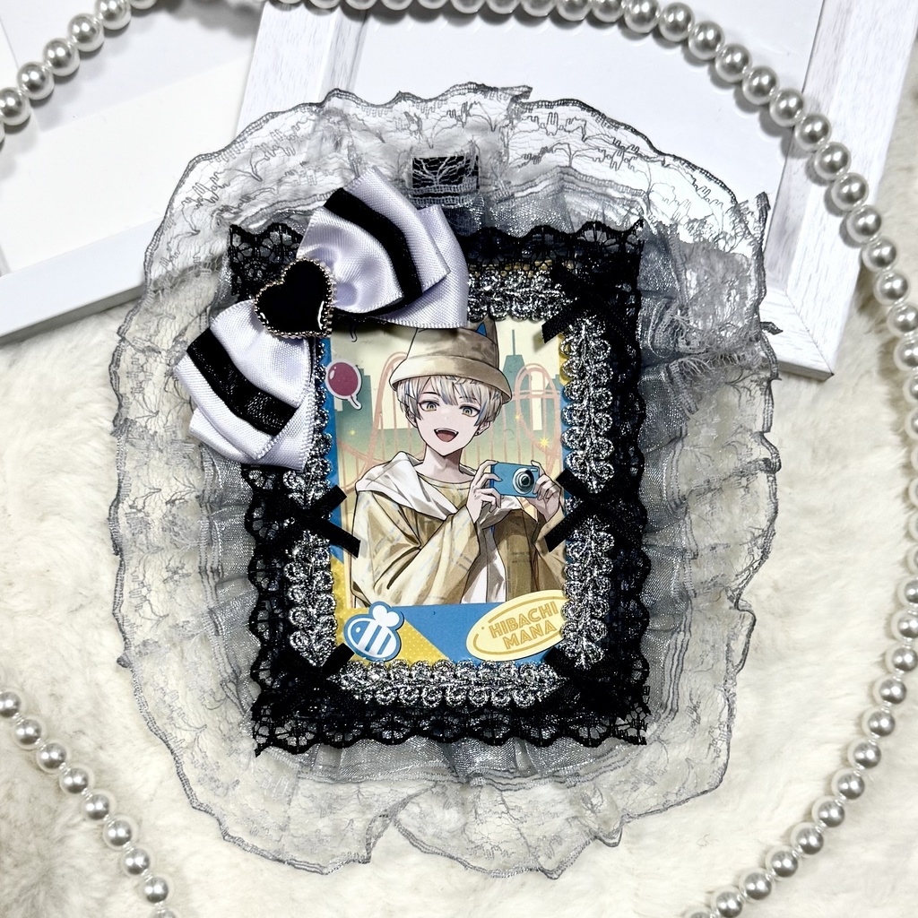 硬質ケース デコケース グレー ブラック ハート 推し活