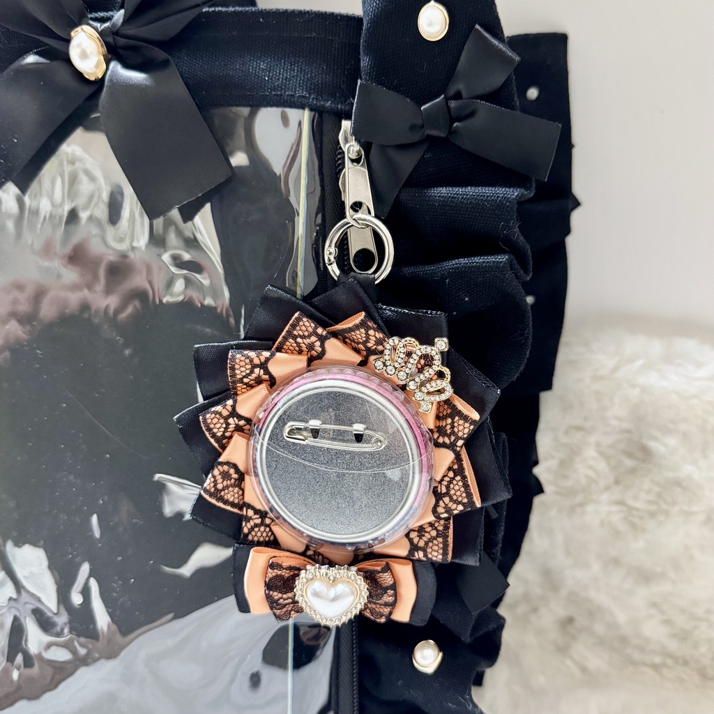 ロゼット 痛バッグ オレンジ ブラック レース 推し活