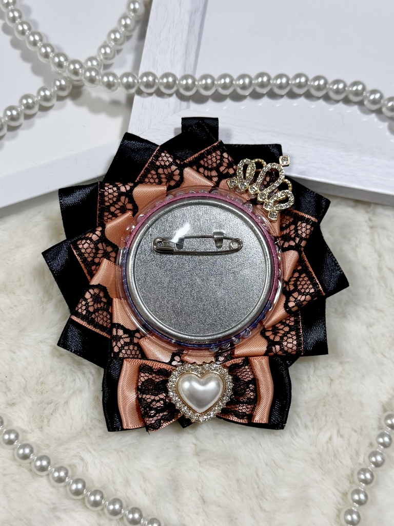 ロゼット 痛バッグ オレンジ ブラック レース 推し活