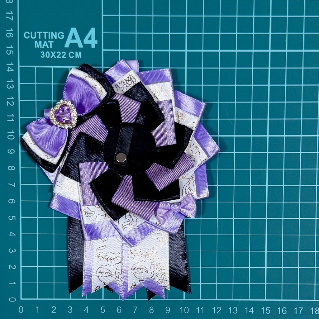 ロゼット 痛バッグ パープル ブラック リボン 推し活