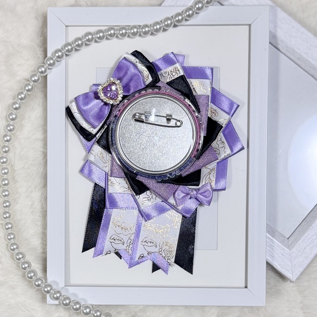 ロゼット 痛バッグ パープル ブラック リボン 推し活