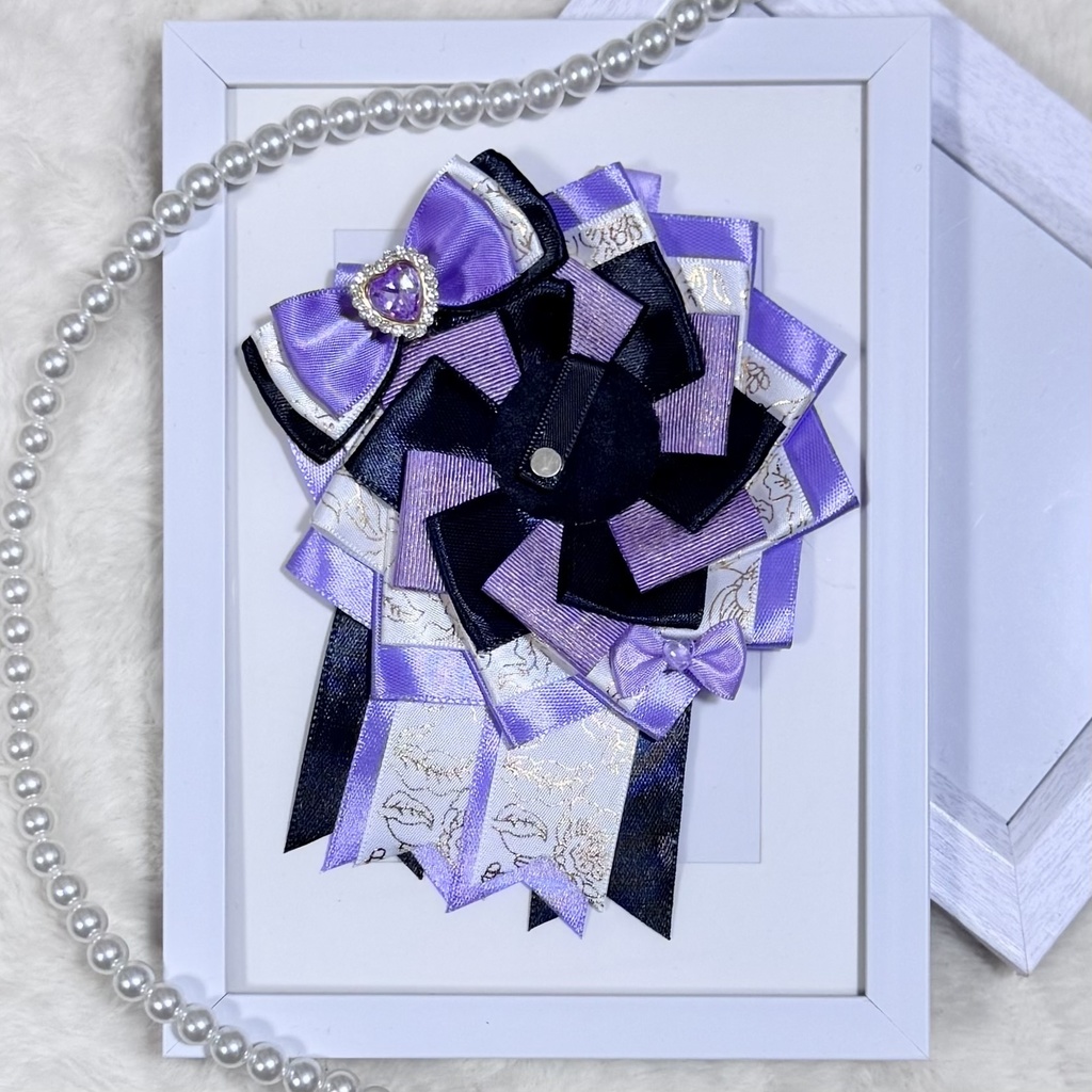 ロゼット 痛バッグ パープル ブラック リボン 推し活