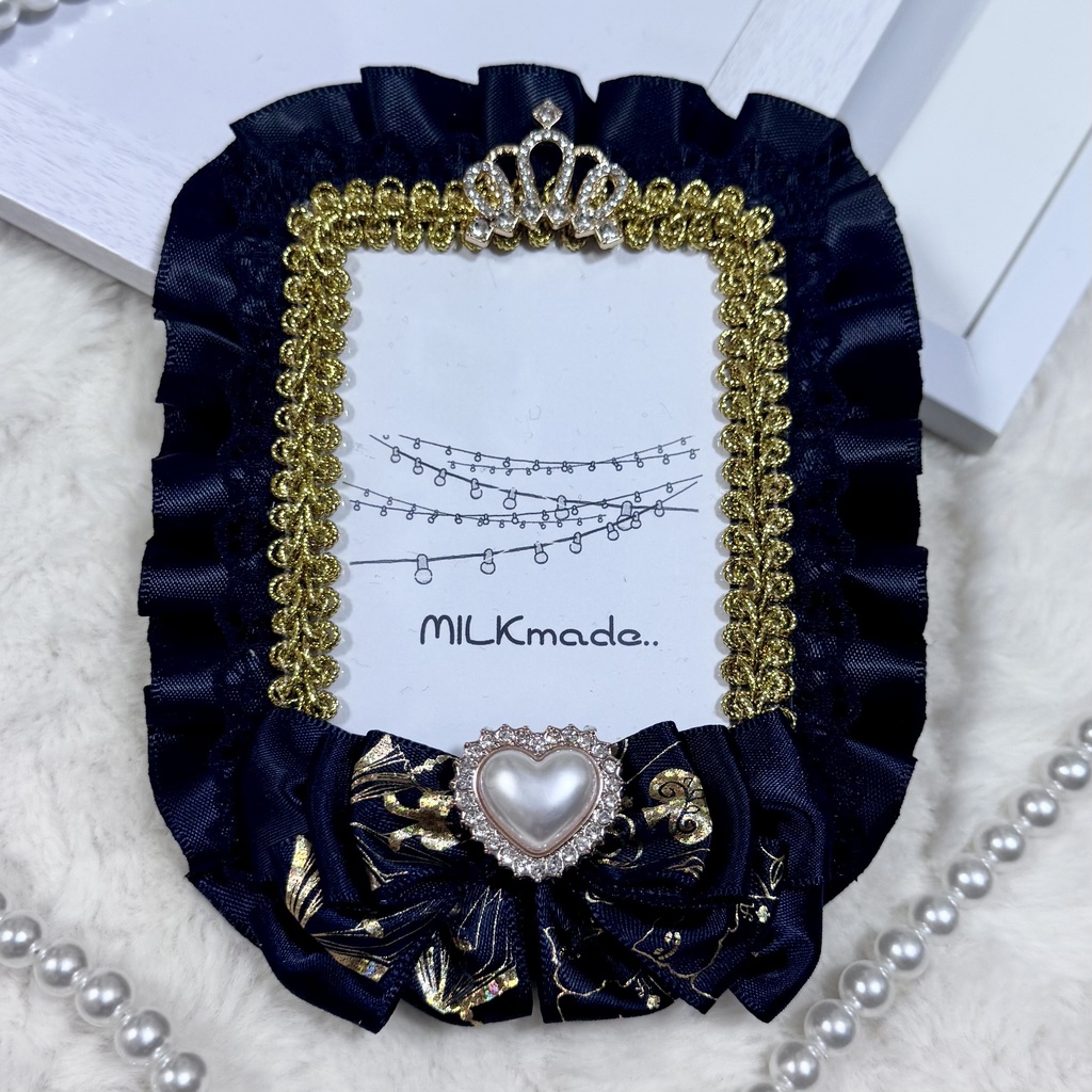 硬質ケース デコケース リボン ゴールド ブラック 王冠 推し活