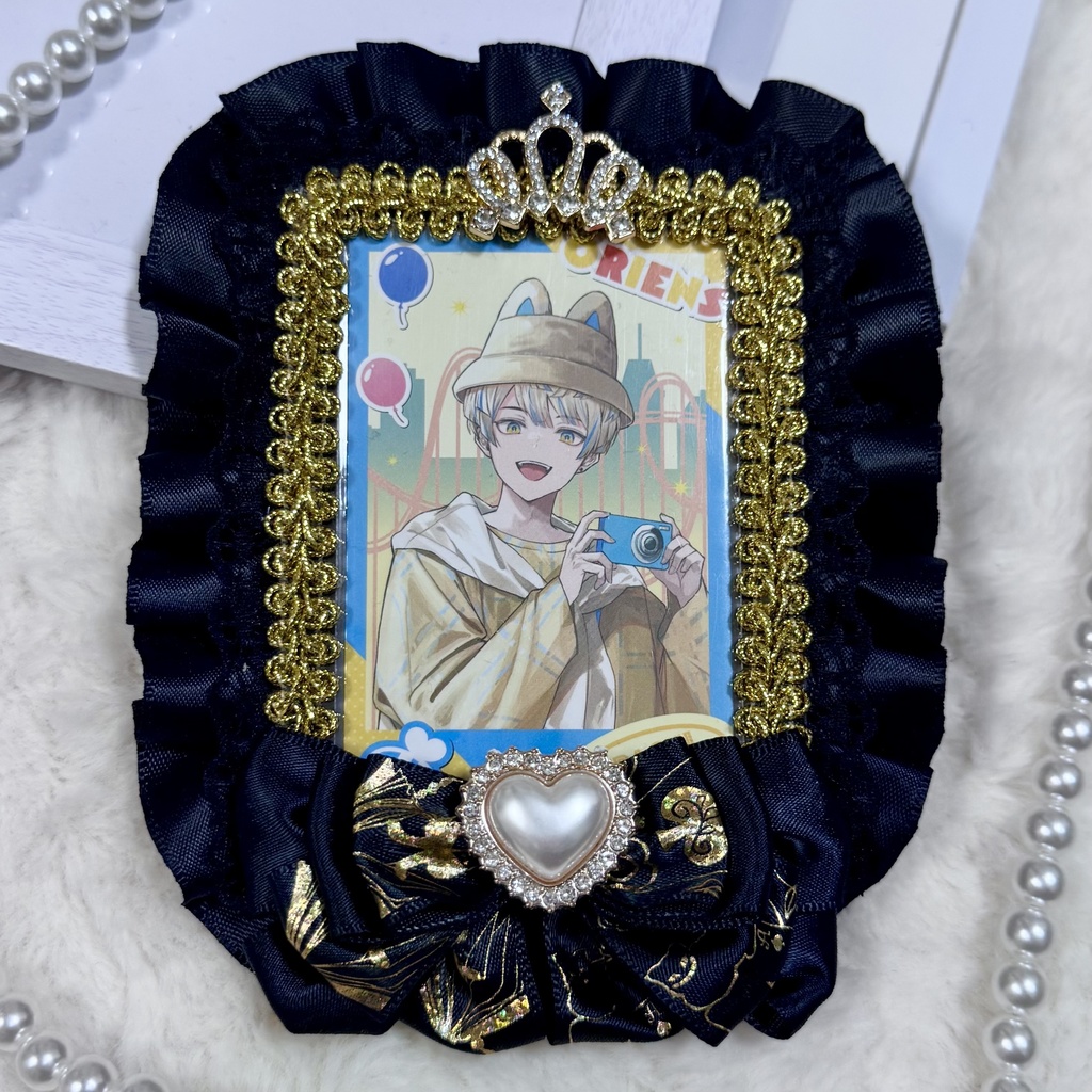 硬質ケース デコケース リボン ゴールド ブラック 王冠 推し活