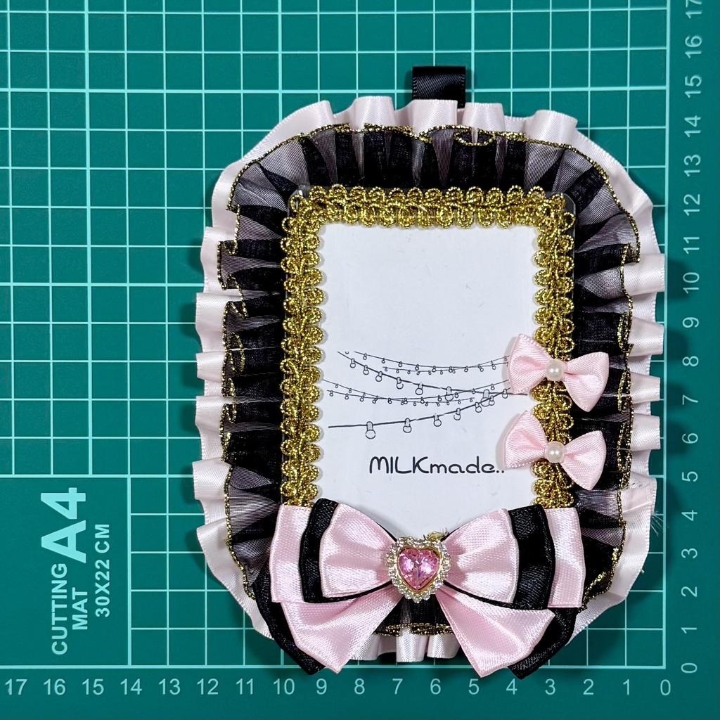 硬質ケース デコケース ピンク ブラック リボン 推し活