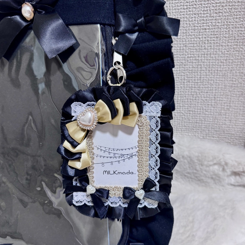 【大人向け】硬質ケース デコケース リボン ゴールド ブラック リボン 推し活