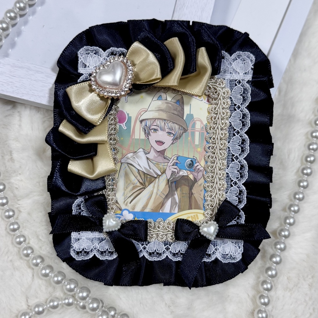 【大人向け】硬質ケース デコケース リボン ゴールド ブラック リボン 推し活