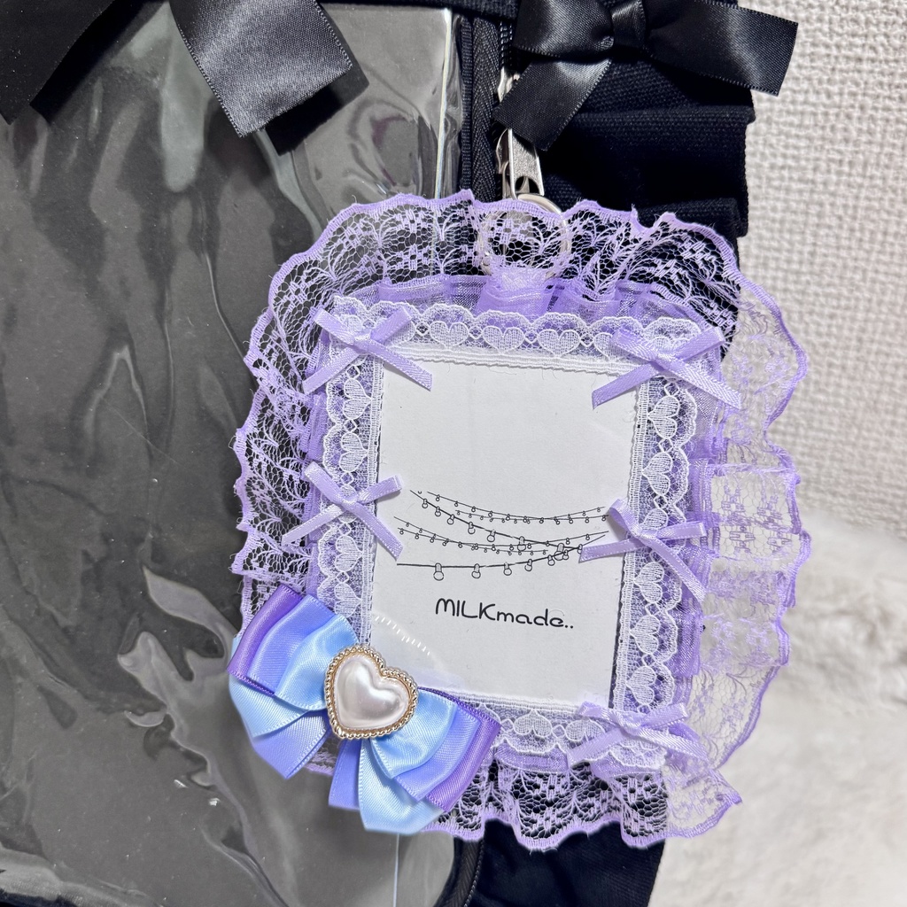 硬質ケース チェキ ケース パープル レース リボン 推し活