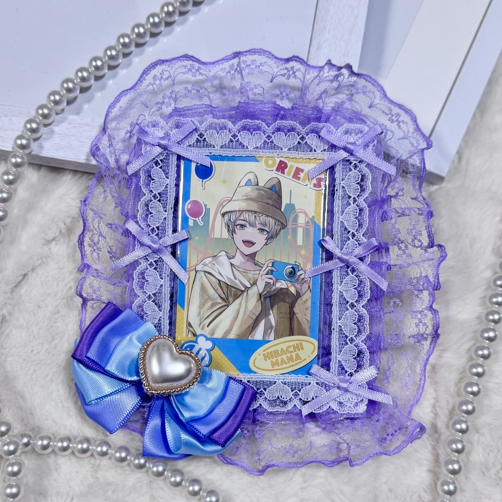 硬質ケース チェキ ケース パープル レース リボン 推し活