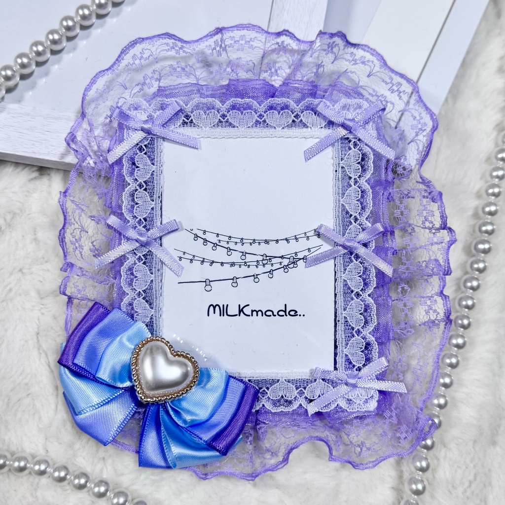 硬質ケース チェキ ケース パープル レース リボン 推し活