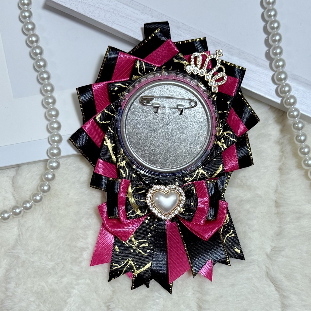 痛ロゼット ロゼット ピンク ブラック 王冠