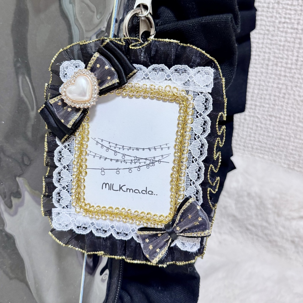 痛硬貨ケース 硬貨ケース チェキケース ブラック 星柄 リボン 推し活