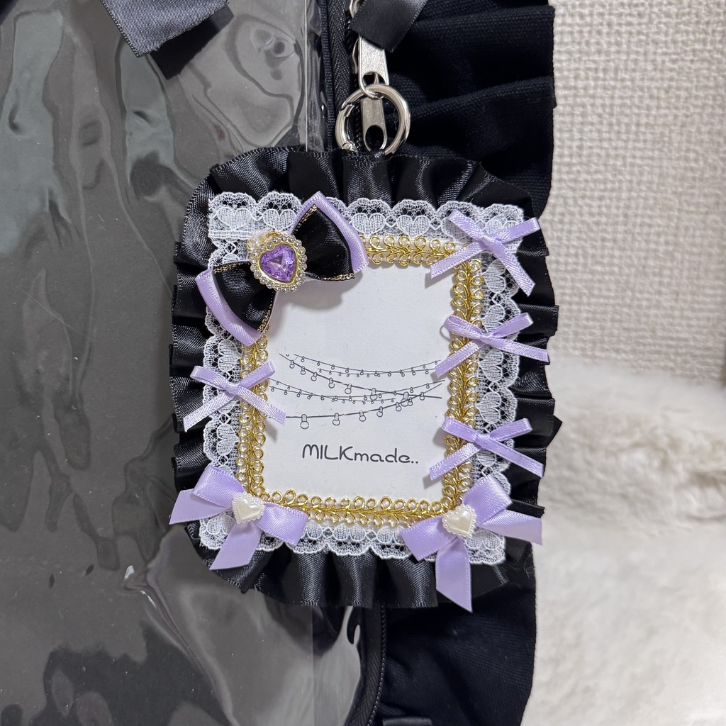 痛硬貨ケース 硬貨ケース パープル ブラック リボン 推し活