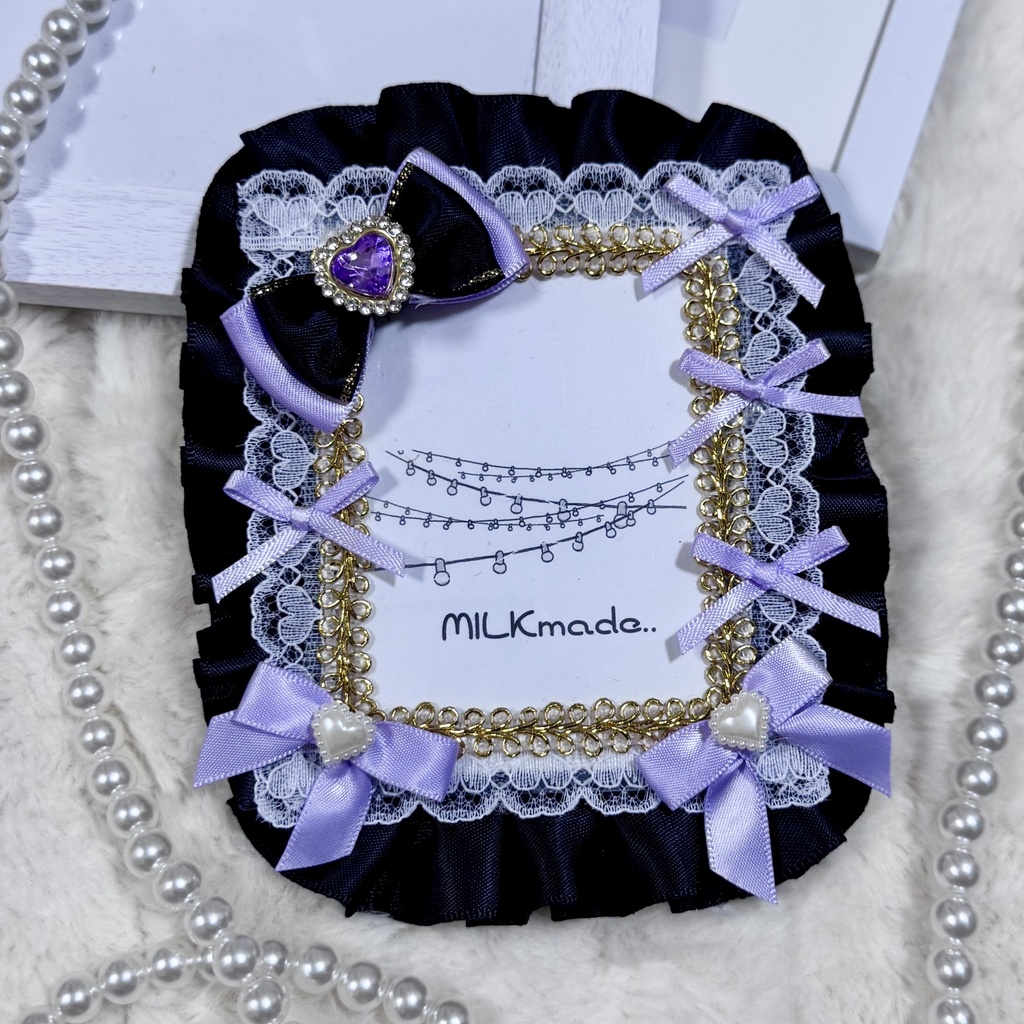 痛硬貨ケース 硬貨ケース パープル ブラック リボン 推し活