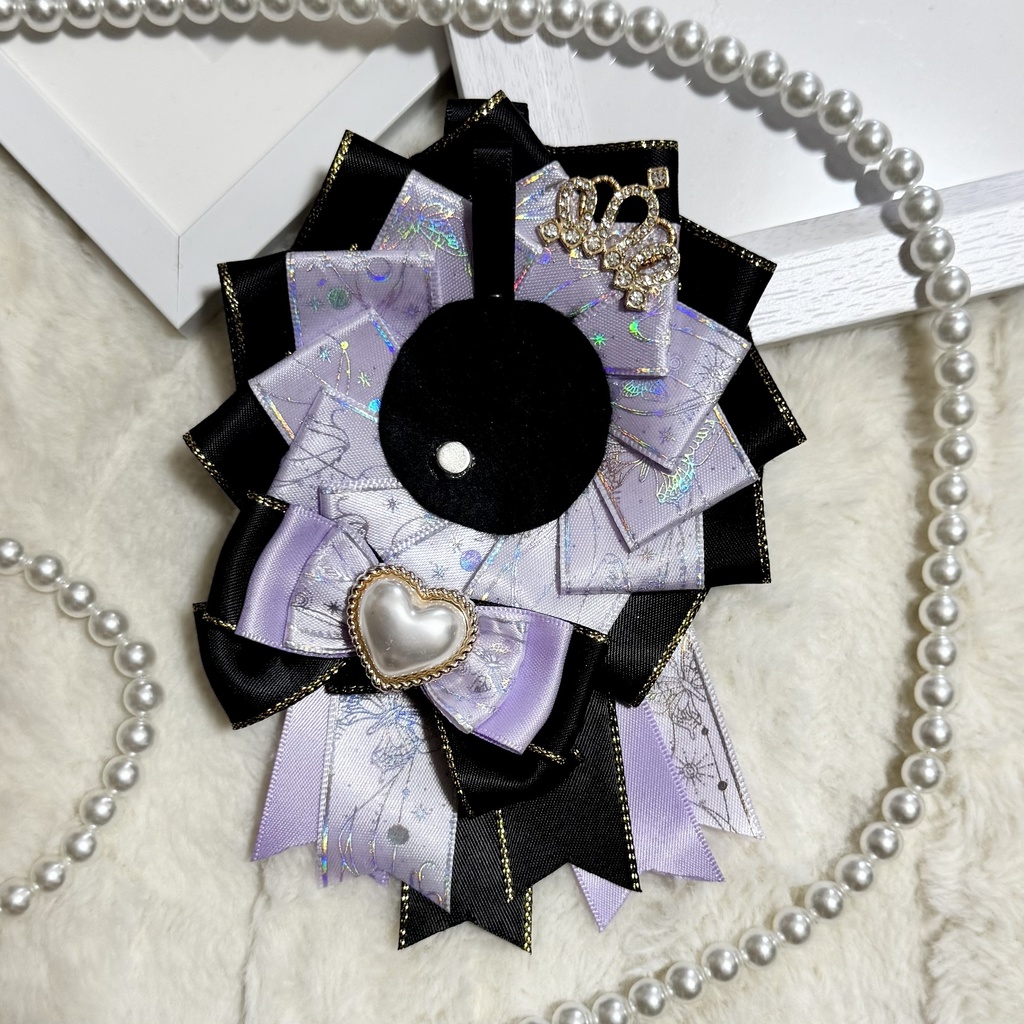 痛ロゼット 痛バッグ パープル ホログラム リボン 推し活