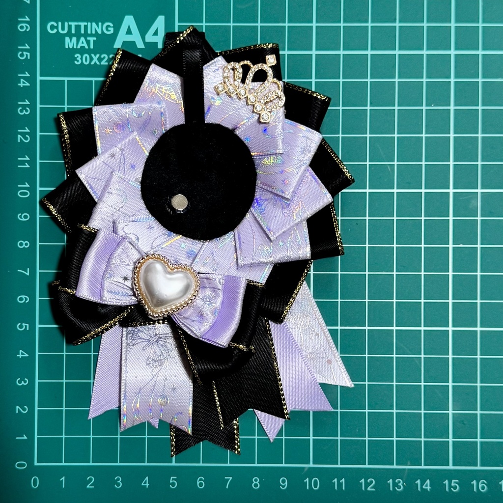 痛ロゼット 痛バッグ パープル ホログラム リボン 推し活