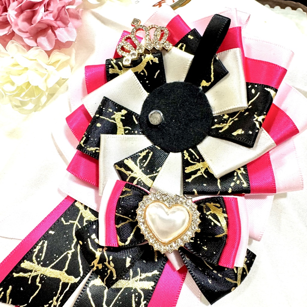 量産型 地雷系 ロゼット ピンク ブラック 痛バ 推し活 ハート 王冠