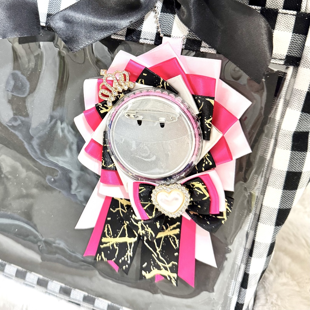 量産型 地雷系 ロゼット ピンク ブラック 痛バ 推し活 ハート 王冠