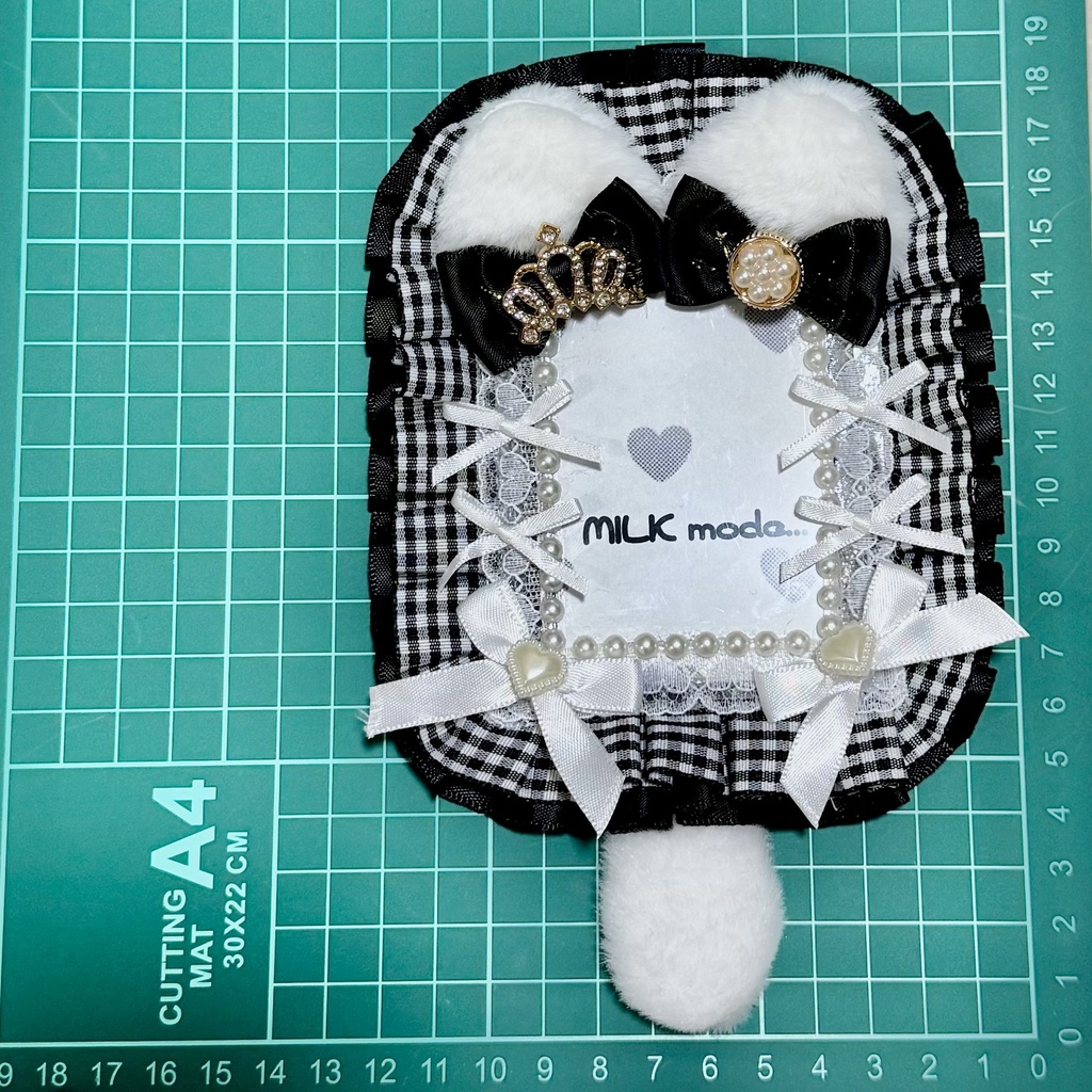 硬質ケース デコ ネコミミ しっぽ 推し活 レースデコ 量産型 地雷系 リボン