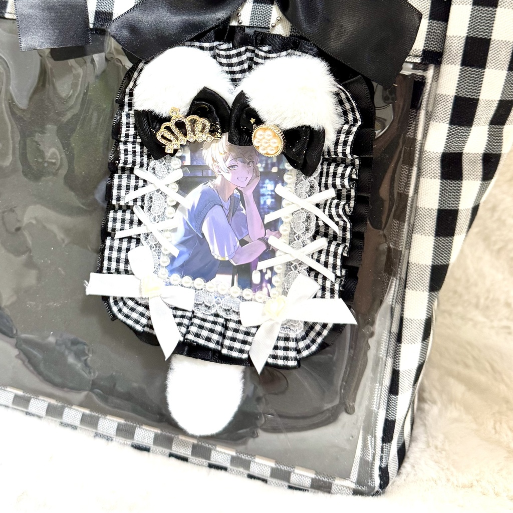 硬質ケース デコ ネコミミ しっぽ 推し活 レースデコ 量産型 地雷系 リボン